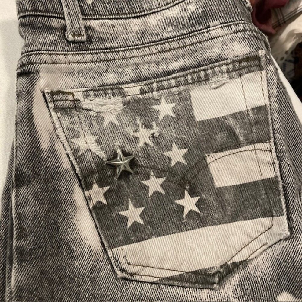 LEVIS 550 USA flag jean cut-off shorts